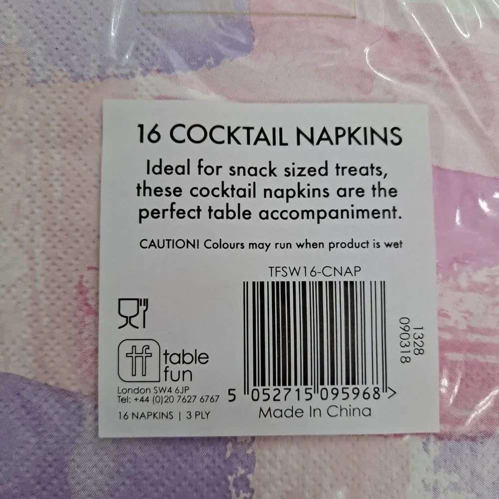 Cocktail Napkins Paint Color Block Pink Purple party supplies 16 Count